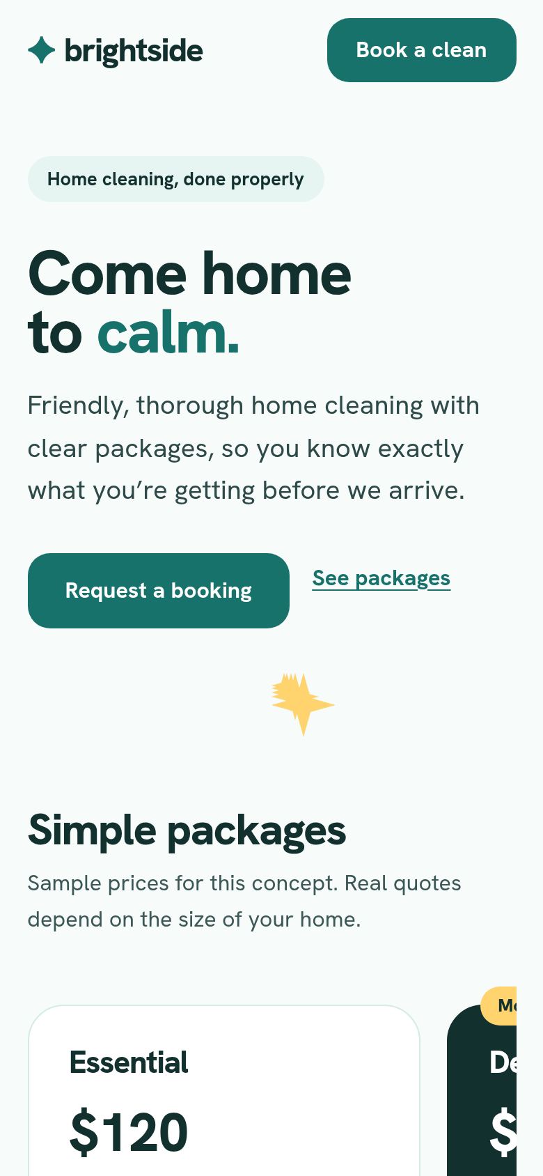 Brightside Home Cleaning concept on a phone