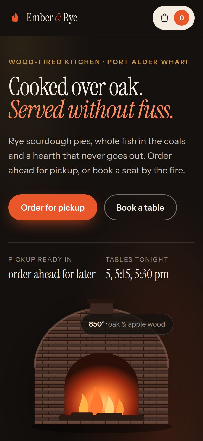 Ember & Rye concept on a phone